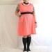 RiotLady Dress - with RIOT belt - coral peach knit vintage fabric - glow in the dark trims - plus size - 52B-53W-60H