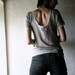 Grey Tshirt in knit lace with silk edges - womens tank top short sleeved