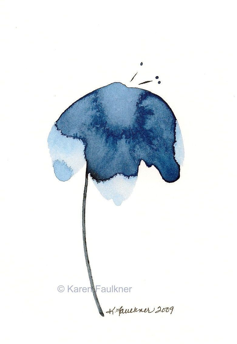 Art, Print, Giclee Print of Watercolor Painting: Twilight indigo flower