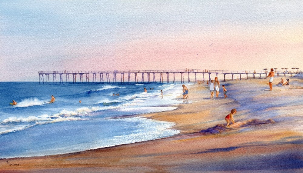 Return to Wrightsville Limited Edition giclee coastal beach with pier