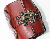 Hook Leather Cuff Arm Band - Choice of Antique Silver or Brass Hardware - Choice of Color Leather - Adjustable - Men's Women's UNISEX