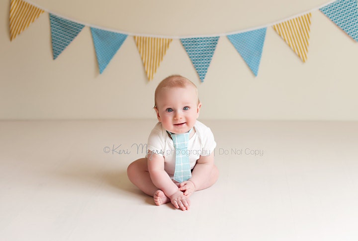 Boy Baby Bunting.  Photo Prop, Nursery Decoration, Party Banner. Blue and Yellow, Ready To Ship as Shown.