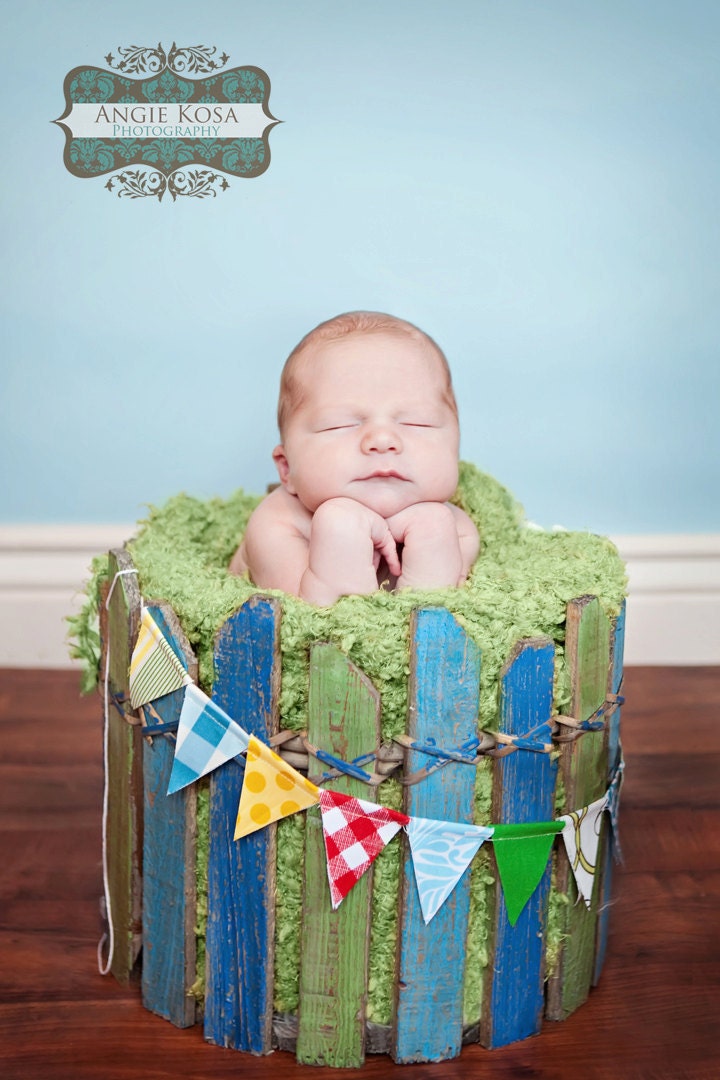 Mini Flags for BOYS, Birthday Decoration, Photo Prop. A Strand of 12 Tiny Bunting Flags, Garland to Hang, Decorate a Cake and Cake Stand...