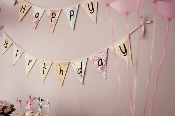 One of  A Kind Happy Birthday Flags.  A Unique Party Decoration.  You Receive Two Flag Buntings, Two Sided, More Value...