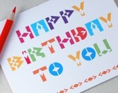 Birthday Card- Happy Birthday To You - Colorful Geometric Greeting Card by Oh Geez Design