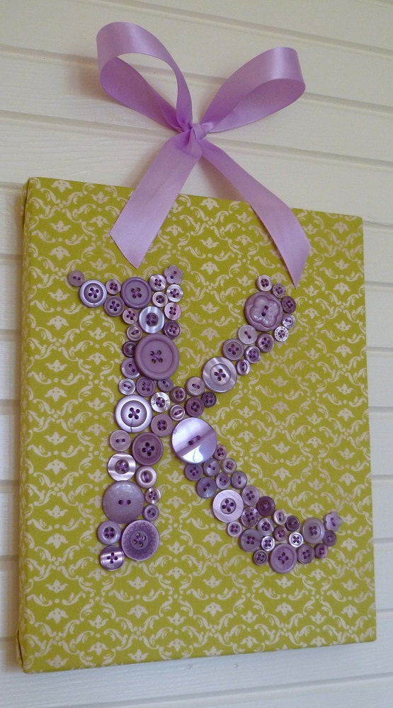 Baby Nursery Lavender Button Monogram on 8"x10" Canvas -- Reserved for 'hippiechickbw'