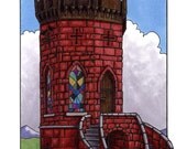 Shrewsbury Castle original ink drawing by Dylan Edwards