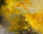 Abstract painting, original fine art, autumn gold, amber, grey,  11 x 14 inches