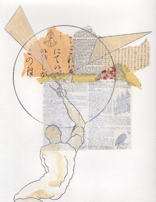 collage on paper, male figure, Constellation II
