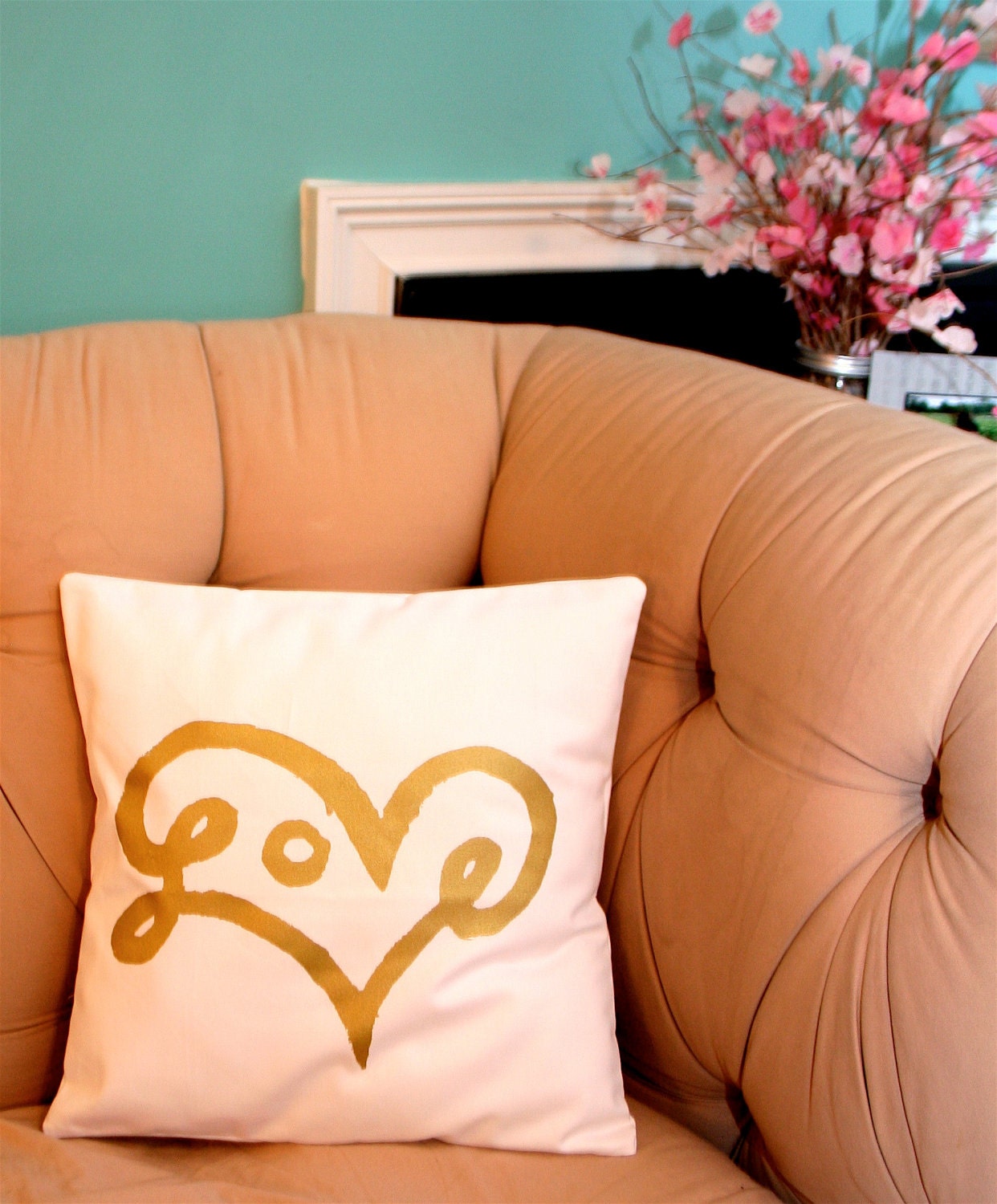 Love Gold Print Pillow Cover by bexcaliber on Etsy