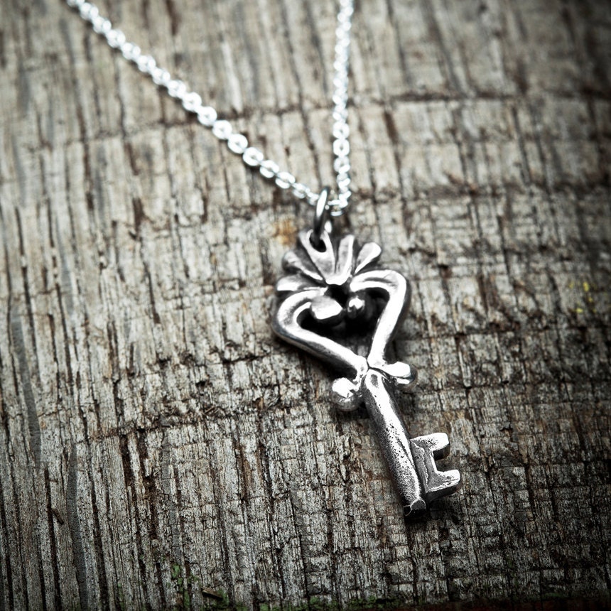 Key to my Heart Necklace - hand carved and cast in sterling silver
