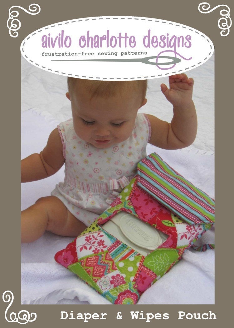 Diaper and Wipes Pouch - Instant Download pdf sewing pattern - mini diaper bag with wipes window and pockets