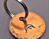 Tiny Handstamped Round Copper Mountains and Sun Pet Collar Charm, Pendant, Keychain, Zipper Pull or Bag Tag