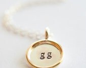 FACEBOOK SALE - 1/2 inch Single Sided Two Tone Pendant Necklace - Sterling Silver Disc with Gold Filled Rim