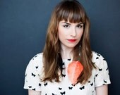 Feather Jewelry - Coral Feather Jewelry - Asymetrical Earrings - Color Block