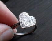 Heart Fingerprint Ring in Rustic Copper - Made to Order