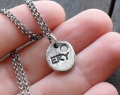 Little Initial Necklace with Birthstone in Fine Silver Made to Order