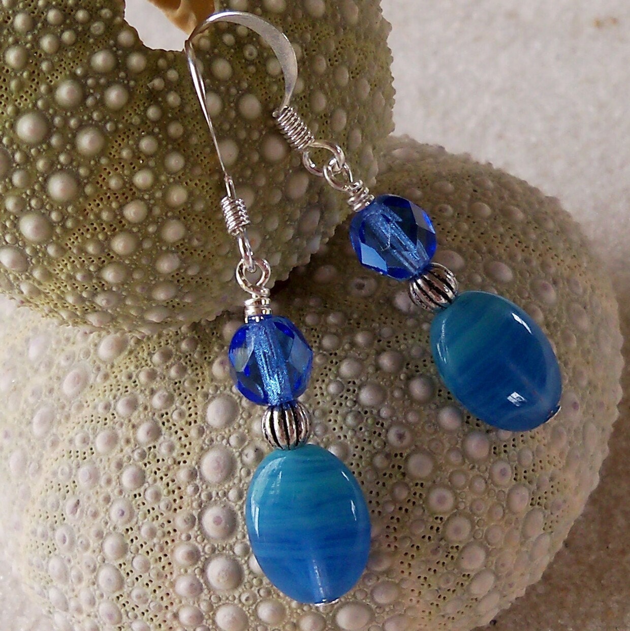 Sapphire with a Touch of Green Earrings