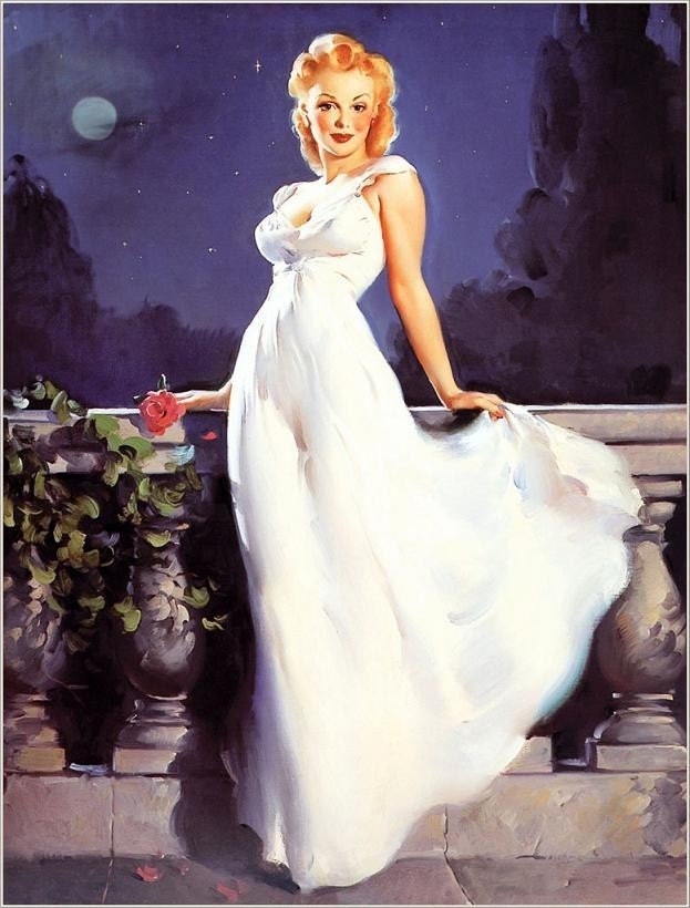Valentine ELVGREN - DREAM GIRL - Marilyn Monroe - Romantic Gown Dress  Pin-Up Stockings Art deco Lingerie Wwii 1940's Nose Art Pinup
