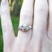 Sweet Vintage Art Deco 14K Gold Old Mine Cut Diamond Ring with Flowers and Engraved 1932