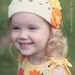 Crocheted Beanie Hat "The Sonny" Ivory Sunshine Hot Orange Spring Summer Cap Bright Flowers
