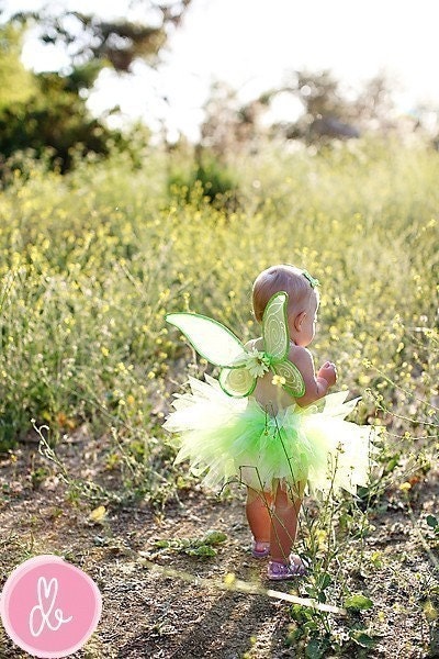 Custom Sewn 8" Infant or Toddler Pixie Tutu - Green Tutu - Tinkerbell Halloween Costume Tutu - sizes Newborn up to 12 months - tutu only