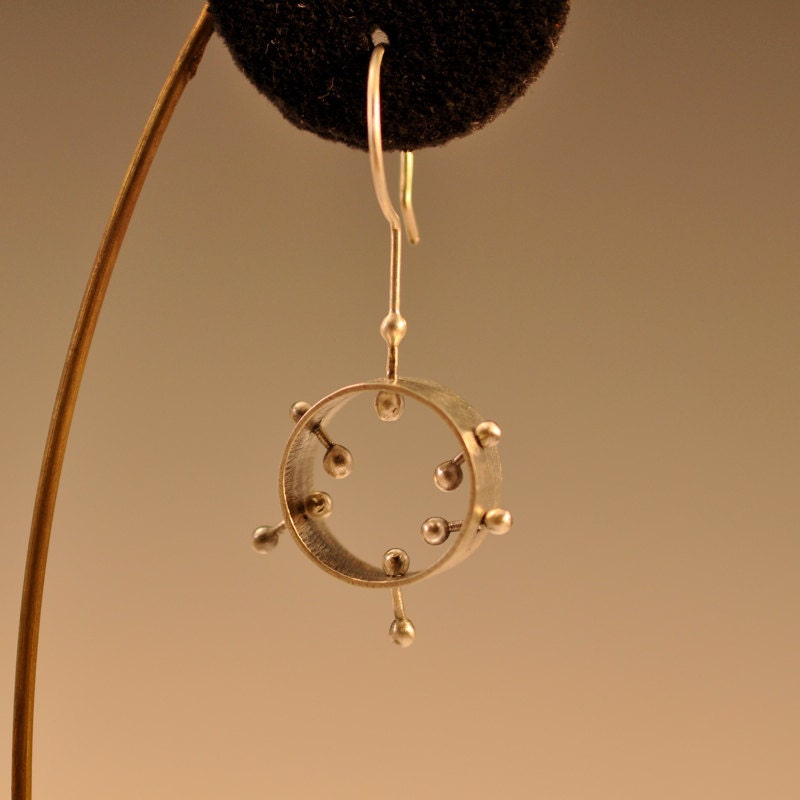 beady kinetic earrings recycled  sterling silver hooks