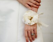 Flower Wrist Corsage, Vintage Style Wedding - Weddings, Fabric Flower Corsage - Wedding Accessory
