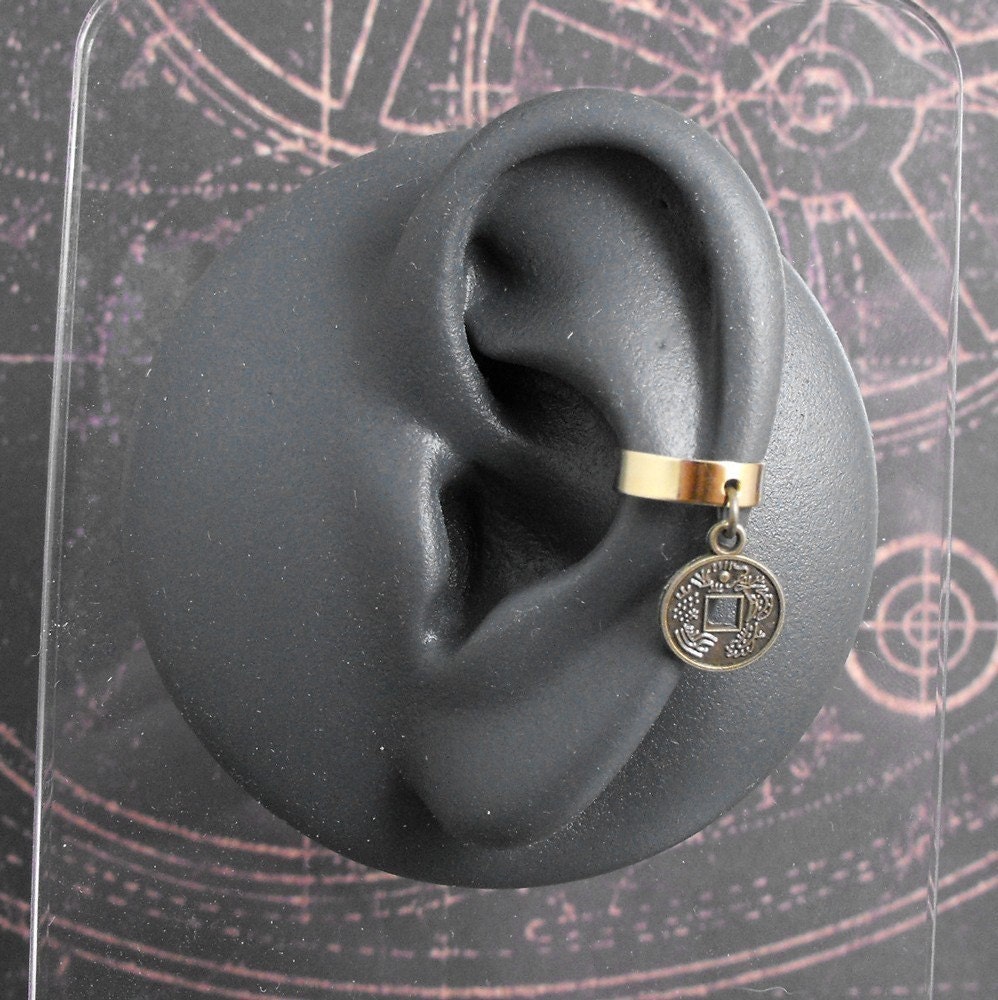 Chinese Coin Golden Ear Cuff - The Lucky Golden Coin by COGnitive Creations