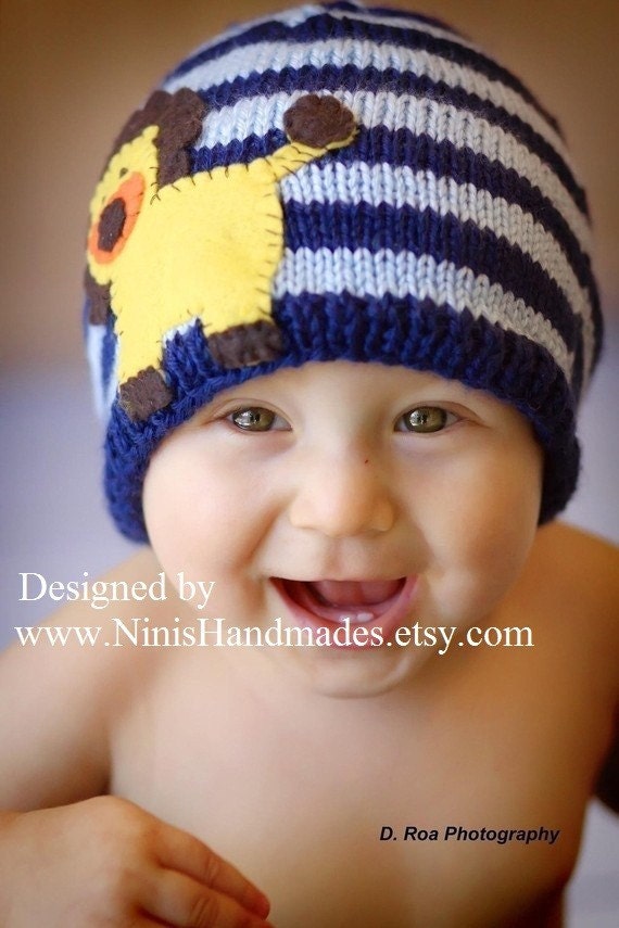 LION ON Stripes BEANIE-Newborn photography, Lion hat, animal hat, zoo animals, Lion, baby accessories, childrens clothing