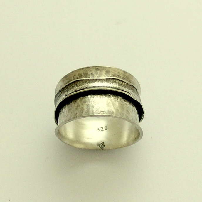 Sterling silver Men's and Women's wedding band with silver spinner ... Sterling silver Men's and Women's wedding band with silver spinner ...