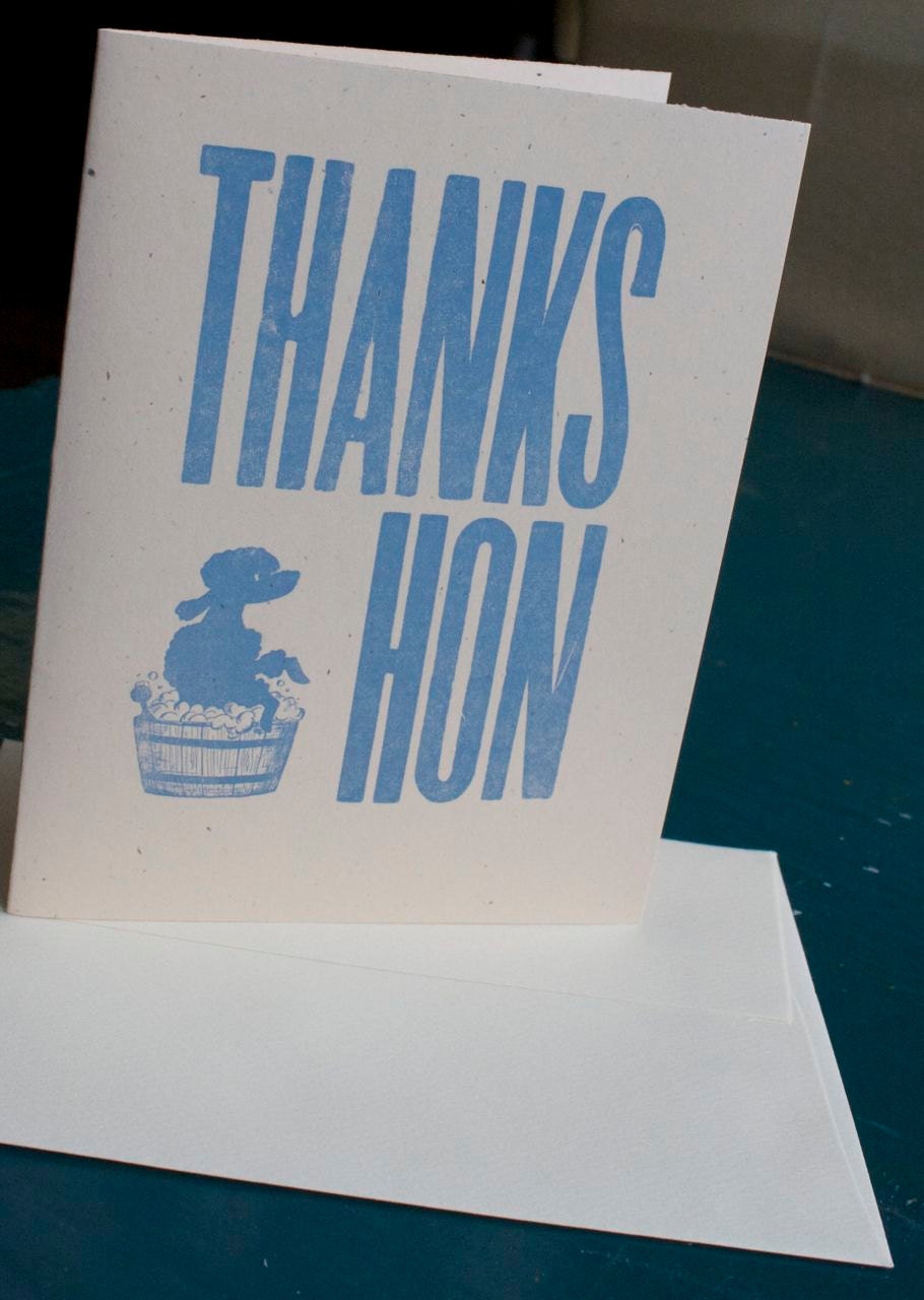 SALE thanks hon letterpress card