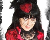 Spider Web Lace Gothic Victorian Cocktail Hat, Many colour combinations available