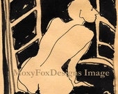 WOMAN SWIMMING Naked Frank Lloyd Wright Fine Art Print Free US Shipping