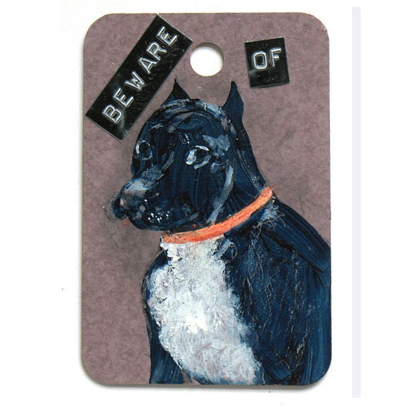 I Take My Job Seriously - Original Miniature Painting - Doggie Guard Sign - Hostess Gift