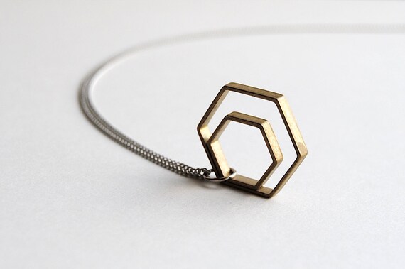 Minimalist Hexagon Necklace - Handmade Jewelry - Free Shipping in the US - Summer Fashion