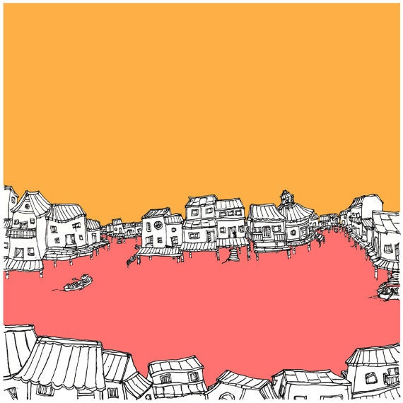 The Water Village - Digital Print / Wall Art / Illustration