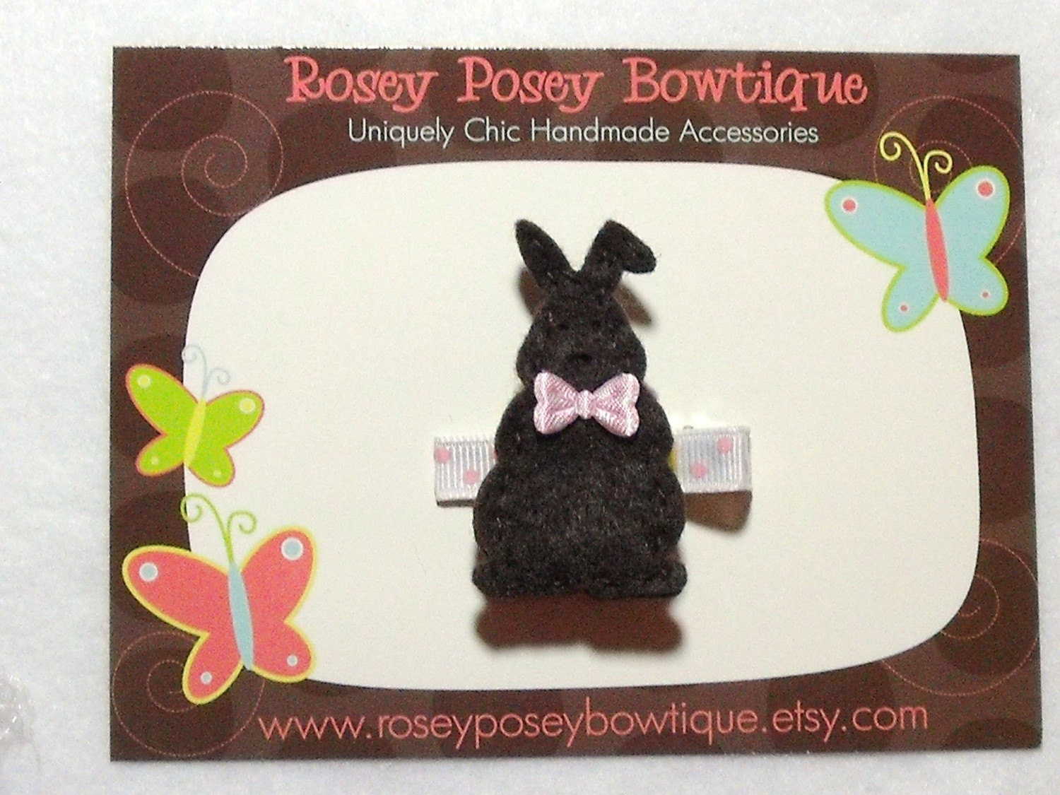 RPB Exclusive Design Chocolate Easter Bunny Felt Hair Clip