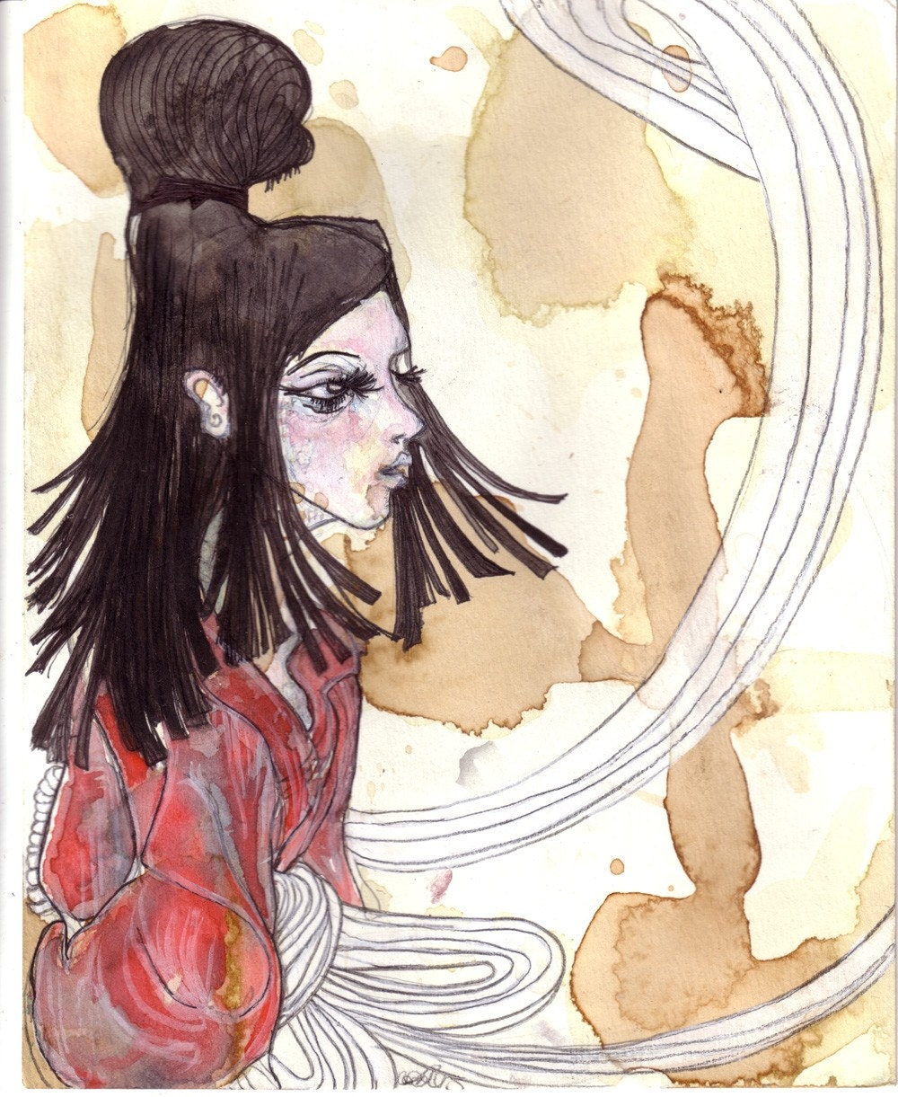 Legend of the Spider Princess Yokai - Wall decor - ebilz art print - 4x6 inches