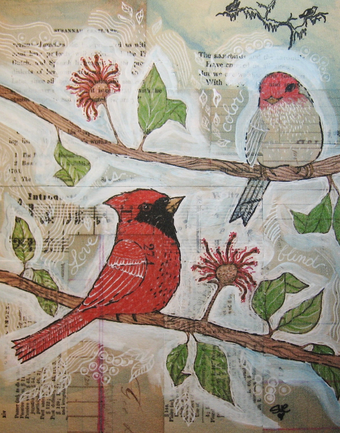Signed Print of Original Mixed Media Artwork "Love is Color Blind"