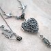 Silver Heart Locket Necklace Swarovski Crystal womens Personalized Victorian Jewelry birds roses filigree