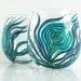 Peacock Feather Wine Glasses - Set of 2 Hand Painted Stemless Glasses - Blue, Green, Purple, Aqua and Gold feathers