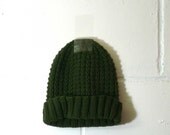 waffle knit hat - ARMY green