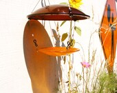 Slow Down Bird Feeder red and yellow Up-cycled street lights eco friendly