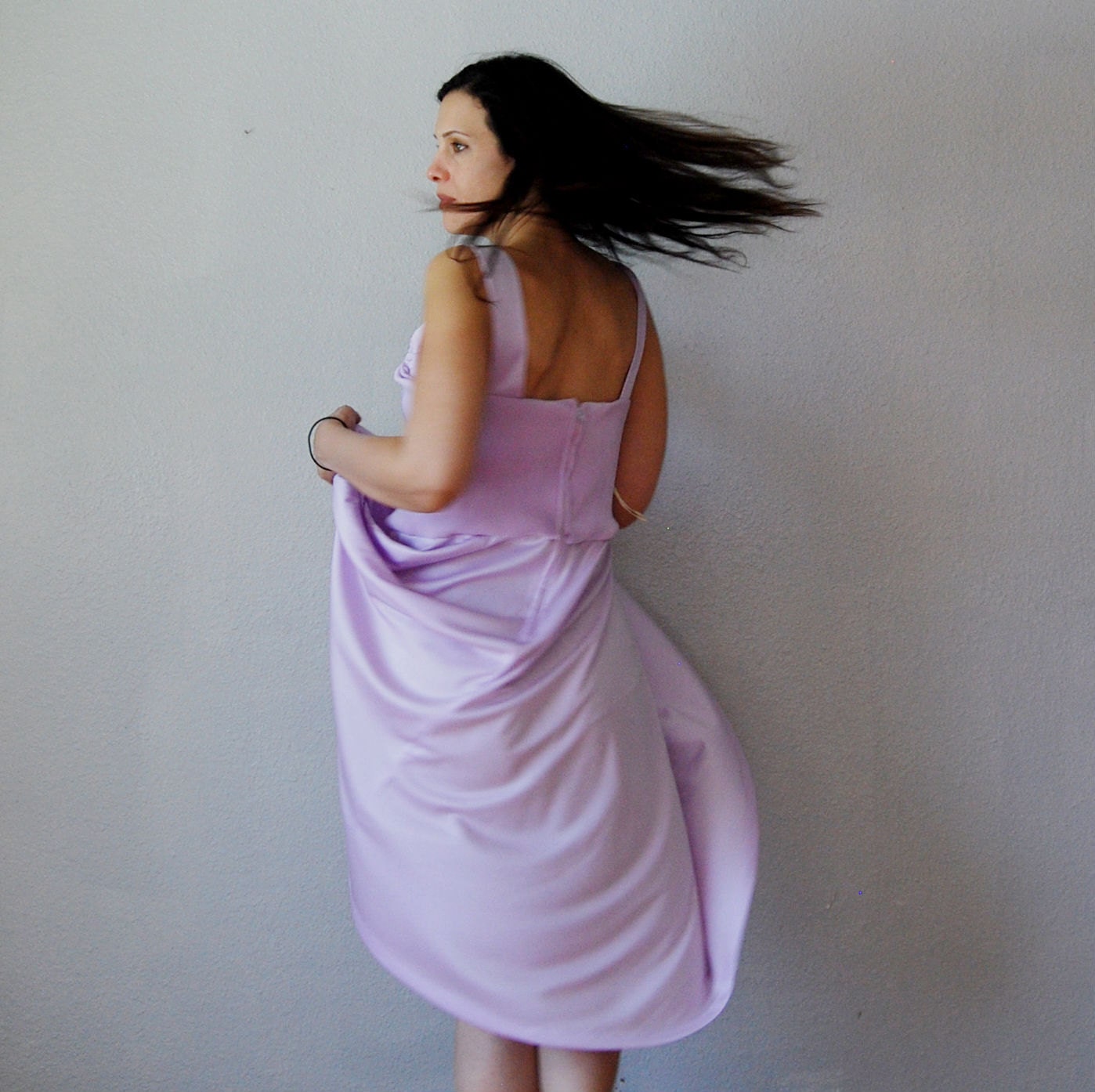 vintage LAVENDER dress / sleeveless PASTEL 1970s day dress