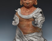Large Buddha Statue in a Swirling Grey Cloud in Raku Ceramics
