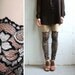 Psych Out Faux Thigh High Leggings - Black & Silver Lace - XS or M