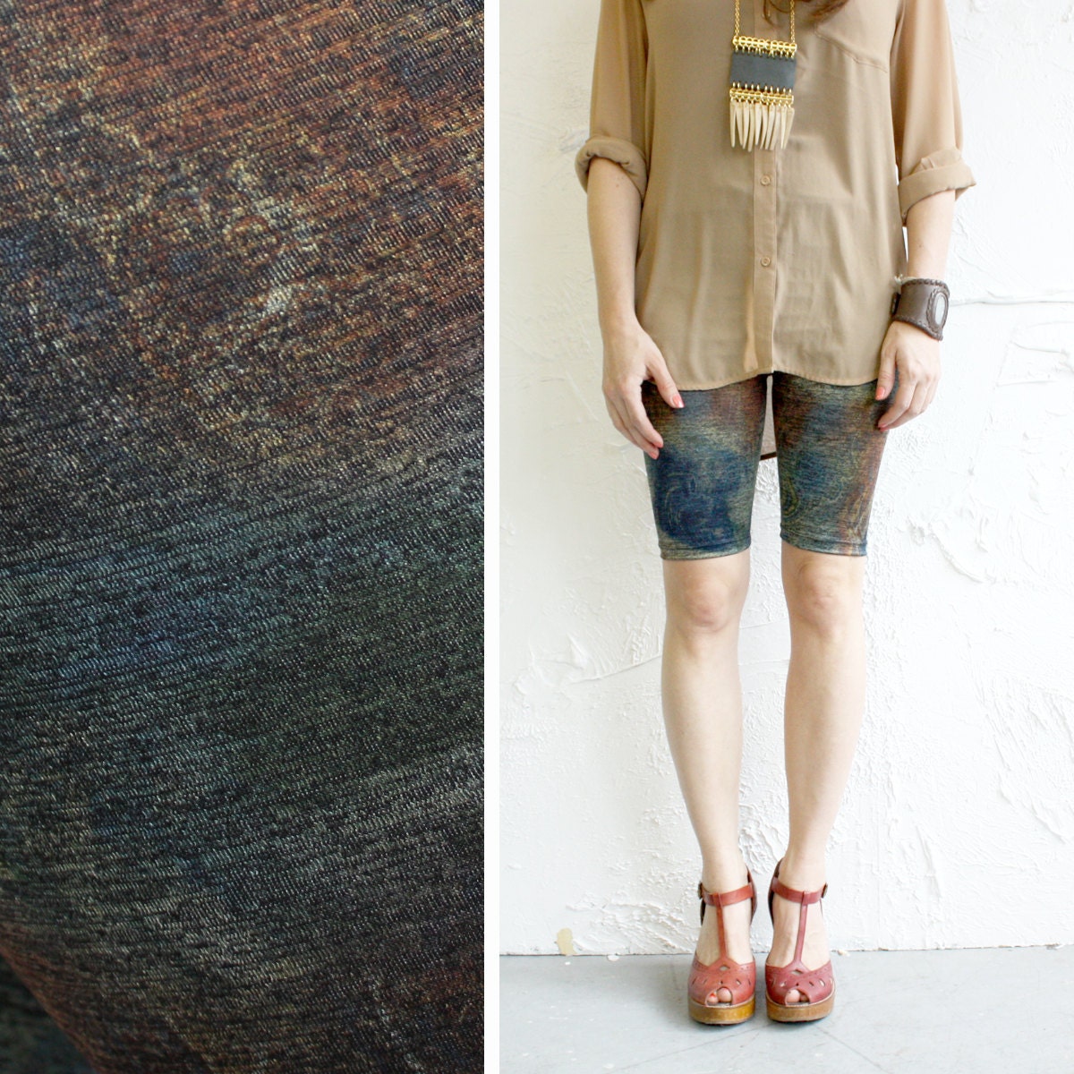 Bike Shorts - Mottled Tie Dye on Melange jersey - XS, S, M or L