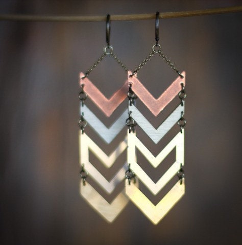 Multi Metal Chevron Earrings