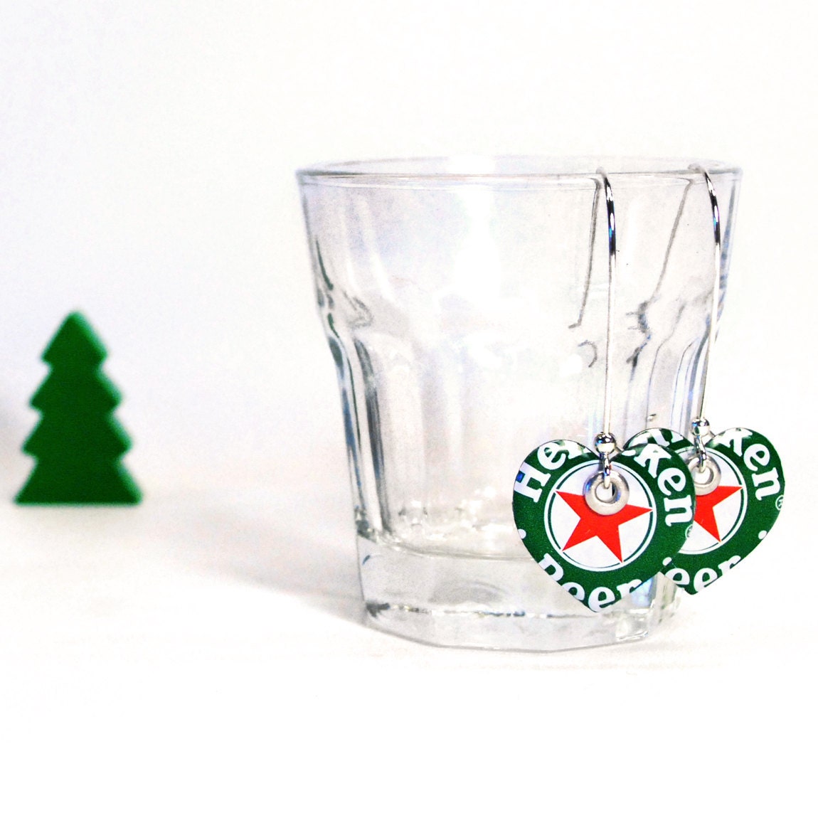 Heineken Recycled Jewelry Bottle Cap Earrings